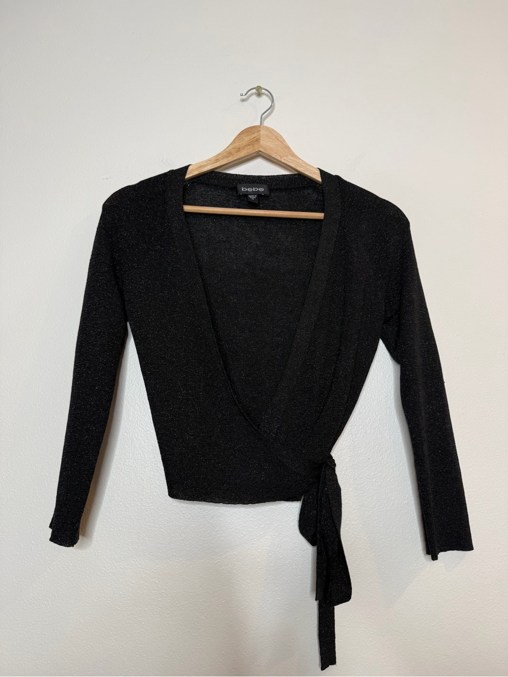 Vintage y2k ballet core wrap top silk metallic thread top size medium